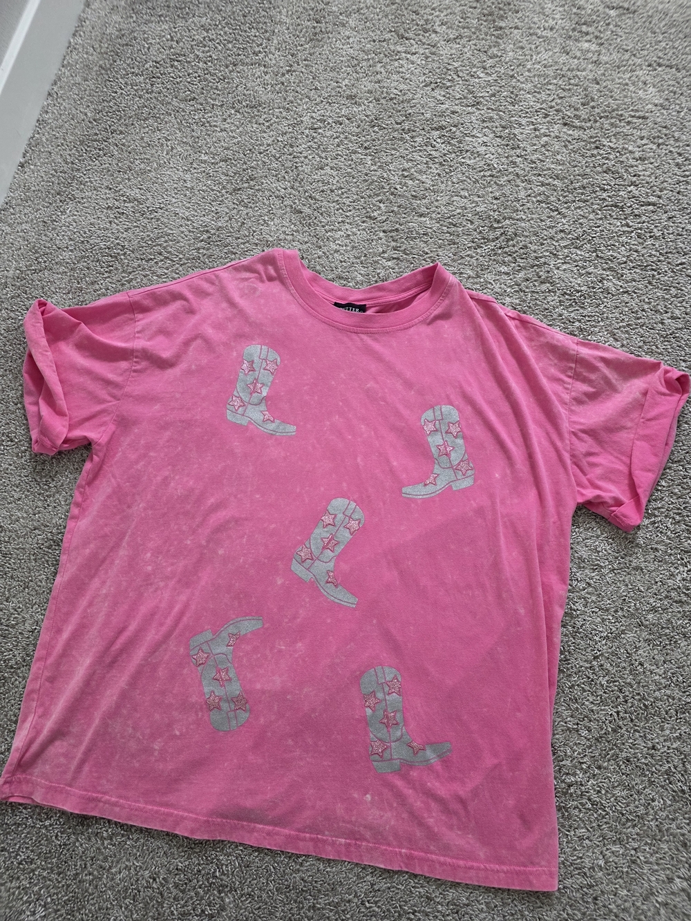 Womens Pink Cowboy Boot Graphic Tee
